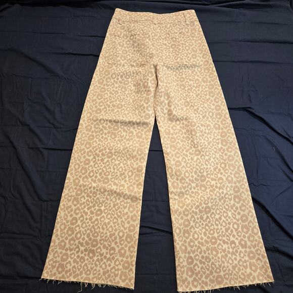 NWT Miou Muse Leopard Print Barrel Jeans Raw Hem High-rise Size S - Picture 6 of 12